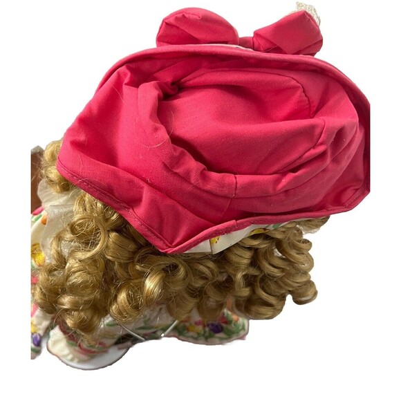 Brass Key Porcelain Doll Tulip Dress Pinafore Bonnet Pantaloons Blonde Curls 16” - Picture 6 of 8